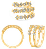 LARGE 1.31CT DIAMOND 14KT YELLOW GOLD MULTI SHAPE MULTI ROW CRISS CROSS FUN RING