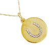 .09CT DIAMOND 14KT YELLOW GOLD CLASSIC CIRCULAR HORSESHOE LUCKY FLOATING PENDANT