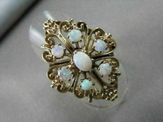 ANTIQUE LARGE FILIGREE AUSTRALIAN OPAL 1.30CTW 14KT YELLOW GOLD FLORAL RING !!!