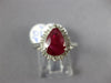 ESTATE 2.16CT DIAMOND & AAA RUBY PLATINUM 3D PEAR SHAPE & ROUND ENGAGEMENT RING