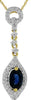 ESTATE .72CT DIAMOND & AAA SAPPHIRE 14KT YELLOW GOLD OVAL & ROUND LARIAT PENDANT