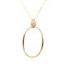 ESTATE. 14CT DIAMOND 18K YELLOW GOLD OPEN OVAL DOUBLE SWIRL FUN FLOATING PENDANT