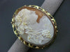 ANTIQUE LARGE 14K YELLOW & ROSE GOLD FLORAL LADY SHELL CAMEO PENDANT & PIN 22497
