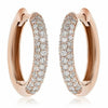 ESTATE .59CT DIAMOND 18KT ROSE GOLD 3D THREE ROW CLASSIC PAVE HUGGIE EARRINGS
