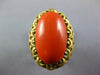 ANTIQUE LARGE AAA CORAL 18K YELLOW GOLD 3D CLASSIC OVAL LOVE KNOT FUN RING 26884