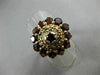 ANTIQUE LARGE 5CT AAA ROUND GARNET 14K YELLOW GOLD HANDCRAFTED FLOWER RING 21926