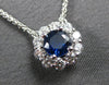 ESTATE .77CT DIAMOND & AAA SAPPHIRE 18KT WHITE GOLD ROUND FLOWER LOVE NECKLACE