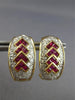 LARGE 1.66CT DIAMOND & AAA RUBY 14KT 2 TONE GOLD CLIP ON HANGING EARRINGS #28040