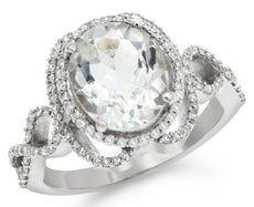 2.81CT DIAMOND & AAA GREEN AMETHYST 14KT WHITE GOLD OVAL & ROUND INFINITY RING