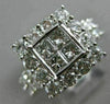 EXTRA LARGE 3.0CT ROUND & PRINCESS DIAMOND 14K WHITE GOLD SQUARE ENGAGEMENT RING