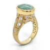 9.97CT DIAMOND & AAA PARAIBA TOURMALINE 18K YELLOW GOLD 3D BEZEL ENGAGEMENT RING