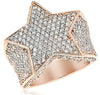 ESTATE EXTRA LARGE 3.79CT DIAMOND 18KT ROSE GOLD 3D CLASSIC STAR FUN MEN'S RING