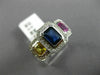 ESTATE WIDE 2.57CT DIAMOND & MULTI COLOR SAPPHIRE 18K WHITE GOLD ENGAGEMENT RING