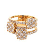 LARGE 1.56CT DIAMOND 18K YELLOW GOLD CLASSIC TRIPLE FLOWER ANNIVERSARY LOVE RING