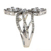 LARGE 1.56CT DIAMOND 18K WHITE GOLD ROUND & BAGUETTE CLUSTER MULTI WAVE FUN RING