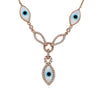 .31CT DIAMOND & AAA MOTHER OF PEARL 14K ROSE GOLD 3D LUCKY EVIL EYE FUN NECKLACE