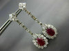 ANTIQUE EXTRA LARGE 10.10CT DIAMOND & AAA RUBY 18KT WHITE GOLD HANGING EARRINGS