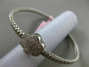 ESTATE .50CT DIAMOND 14KT WHITE GOLD 3D FLOWER MESH FLEXIBLE BANGLE BRACELET