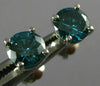 ESTATE 1.07CT BLUE DIAMOND 14KT WHITE GOLD 3D CLASSIC STUD SCREW BACK EARRINGS