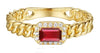 .39CT DIAMOND & AAA RUBY 14KT YELLOW GOLD EMERALD CUT & ROUND FLEXIBLE FUN RING