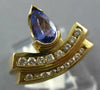 WIDE .78CT DIAMOND & AAA TANZANITE 14K YELLOW GOLD PEAR SHAPE & ROUND CROWN RING