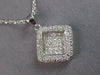 ESTATE LARGE 1.19CT DIAMOND 18KT WHITE GOLD 3D INVISIBLE SQUARE FLOATING PENDANT