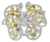 EXTRA LARGE 6.20CT WHITE & MULTI COLOR MULTI SHAPE DIAMOND 18KT WHITE GOLD RING