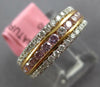 ESTATE .91CT WHITE & PINK DIAMOND 18KT WHITE & ROSE GOLD 3 ROW ANNIVERSARY RING