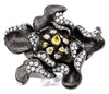 EXTRA LARGE 3.09CT WHITE & FANCY YELLOW DIAMOND 18K WHITE GOLD 3D STATEMENT RING