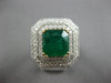 GIA EXTRA LARGE 5.86CT DIAMOND & AAA EMERALD 18KT 2 TONE GOLD 3D ENGAGEMENT RING