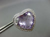 LARGE 25.55CT DIAMOND & AAA AMETHYST 14K WHITE GOLD HEART SHAPE CLIP ON EARRINGS