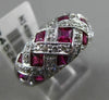 ESTATE WIDE 2.05CT DIAMOND & RUBY 14KT WHITE GOLD CRISS CROSS WOVEN ETOILE RING