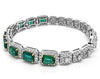 WIDE 11.32CT DIAMOND & AAA EMERALD 18KT 2 TONE GOLD OCTAGON CUFF TENNIS BRACELET