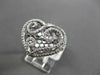 ANTIQUE LARGE .35CT DIAMOND 14K WHITE GOLD FLOATING FILIGREE HEART RING F/G VSSI