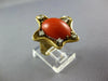 ESTATE .26CT DIAMOND & AAA CORAL 18KT YELLOW GOLD OVAL & ROUND STARFISH FUN RING