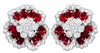 ESTATE LARGE 14CT DIAMOND & AAA RUBY PLATINUM OVAL & ROUND FLOWER STUD EARRINGS