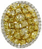 EXTRA LARGE 3.42CT WHITE & FANCY YELLOW DIAMOND 18KT 2 TONE GOLD 3D CLUSTER RING