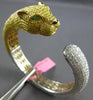 LARGE 27.09CT MULTI COLOR DIAMOND & AAA EMERALD 18KT 2 TONE GOLD BANGLE BRACELET