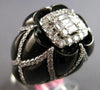 EXTRA LARGE 2.33CT DIAMOND & BLACK ENAMEL 18KT WHITE GOLD ROUND & BAGUETTE RING