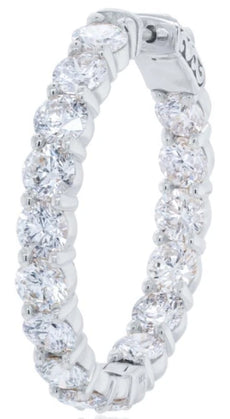 ESTATE 10.0CT DIAMOND 18KT WHITE GOLD 3D ROUND INSIDE OUT HOOP HANGING EARRINGS