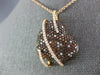 ESTATE LARGE 2.72CT WHITE & ORANGE DIAMOND 18KT ROSE GOLD SIDEWAYS HEART PENDANT