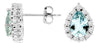 2.50CT DIAMOND & AAA AQUAMARINE 14KT WHITE GOLD PEAR SHAPE & ROUND STUD EARRINGS