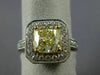 ESTATE LARGE GIA 2.79CT WHITE & CANARY DIAMOND 18K TWO TONE GOLD ENGAGEMENT RING