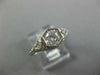 ANTIQUE .62CT DIAMOND 14KT WHITE GOLD HEXAGON FILIGREE ART DECO ENGAGEMENT RING