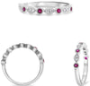 .19CT DIAMOND & AAA RUBY 14K WHITE GOLD ROUND BEZEL FILIGREE MULTI LEAF FUN RING