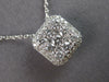ESTATE .75CT DIAMOND 14K WHITE GOLD CLASSIC SQUARE CLUSTER HALO FLOATING PENDANT