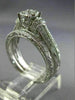 ESTATE WIDE .50CT DIAMOND 14KT WHITE GOLD 3D ROUND FILIGREE ENGAGEMENT RING SET