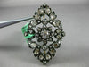 ANTIQUE LARGE 2.0CT DIAMOND 14KT YELLOW GOLD & SILVER 3D FLOWER LEAF BROOCH PIN