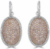 LARGE 3.61CT WHITE & PINK DIAMOND 18K WHITE & ROSE GOLD 3D OVAL HANGING EARRINGS