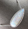 EXTRA LARGE 22.86CT DIAMOND & AAA AUSTRALIAN OPAL 14KT WHITE GOLD LOVE NECKLACE